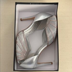 Nina Silver and Pink Strappy Heels